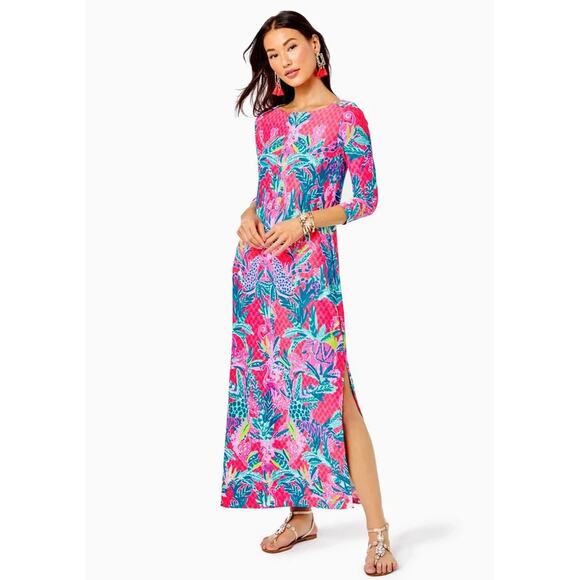 Lilly Pulitzer Seralina Sheath Maxi Dress Ruby Red Herd You Coming Women’s Small - Picture 1 of 16
